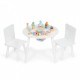Set de masa cu doua scaune pentru copii si loc de depozitare jucarii Ecotoys WH135 - Alb