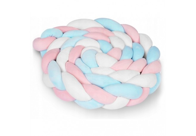 Protectie laterala pentru patut impletita 3 M Ricokids 722105 - Albastru - Roz
