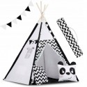 Cort de joaca pentru copii cu ghirlandalumini si 2 pernite Ricokids 740005 120 X 120 X 165 cm - Panda