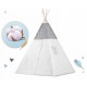 Cort de joaca pentru copii cu ghirlanda 3 pernite si lampa LED luna Ricokids 740400 120 X 120 X 165 cm - Gri