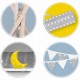 Cort de joaca pentru copii cu ghirlanda 3 pernite si lampa LED luna Ricokids 740400 120 X 120 X 165 cm - Gri