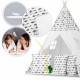Cort de joaca pentru copii cu ghirlanda 3 pernite si lampa LED cactus Ricokids 740402 120 X 120 X 165 cm - Alb