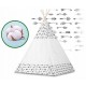 Cort de joaca pentru copii cu ghirlanda 3 pernite si lampa LED cactus Ricokids 740402 120 X 120 X 165 cm - Alb