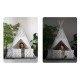 Cort de joaca pentru copii cu ghirlanda 3 pernite si lampa LED cactus Ricokids 740402 120 X 120 X 165 cm - Alb