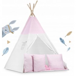 Cort de joaca pentru copii cu ghirlanda 3 pernite si lampa LED unicorn Ricokids 740403 120 X 120 X 165 cm - Roz