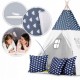 Cort de joaca pentru copii cu ghirlanda 3 pernite si lampa LED luna Ricokids 740404 120 X 120 X 165 cm - Bleumarin