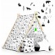Cort de joaca pentru copii cu 2 pernite si lampa tip bec suspendat Ricokids 740500 107 X 116 X 110 cm - Alb