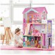 Casuta de papusi din lemn cu 3 etaje lift si lampa LED Ricokids RC-829