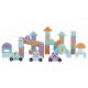 Set blocuri din lemn cu animalute si masini 60 de bucati Sun Baby 064