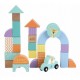 Set blocuri din lemn cu animalute si masini 60 de bucati Sun Baby 064