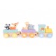 Locomotiva din lemn cu 2 vagoane si animalute Sun Baby 067
