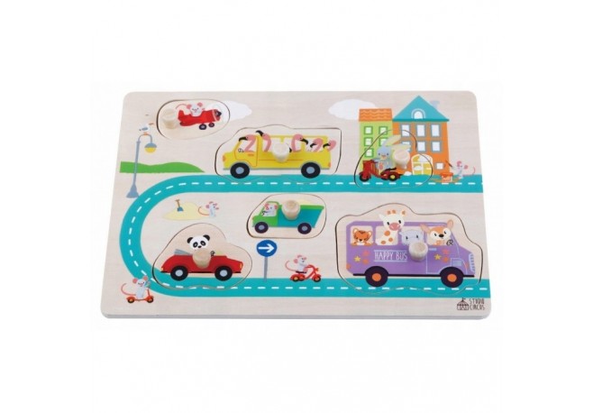 Puzzle din lemn cu 6 elemente Sun Baby 060 Street