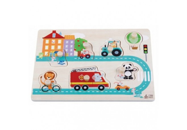 Puzzle din lemn cu 7 elemente Sun Baby 061 Street