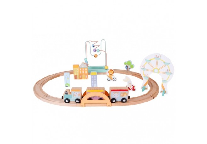Set de sina cu tren din lemn si accesorii Sun Baby 063