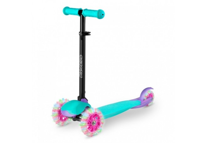 Trotineta cu roti cu LED Ricokids Loco 765104 - Turcoaz cu roz