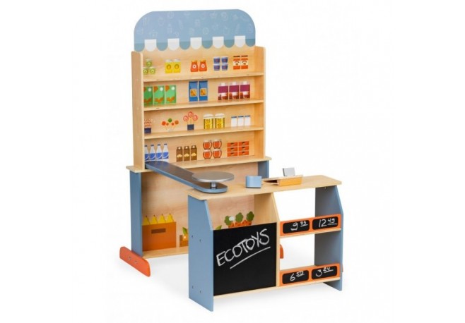 Stand magazin din lemn cu accesorii Ecotoys 4426