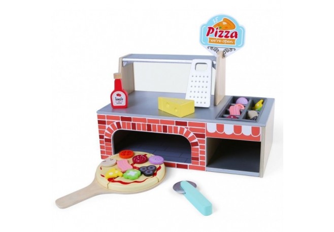 Cuptor pentru pizza din lemn + accesorii Ecotoys 4366