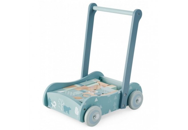 Antemergator din lemn + 46 de cuburi Ecotoys 2128