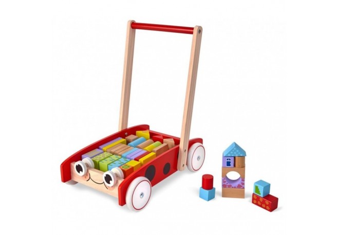 Antemergator din lemn + 40 de cuburi Ecotoys 2112 Buburuza
