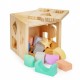 Cub educational cu 12 blocuri din lemn si sortator Ecotoys 2540