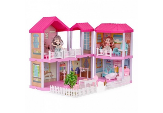 Casuta pentru papusi pliabila cu mobilier si LED-uri Ecotoys HC507647