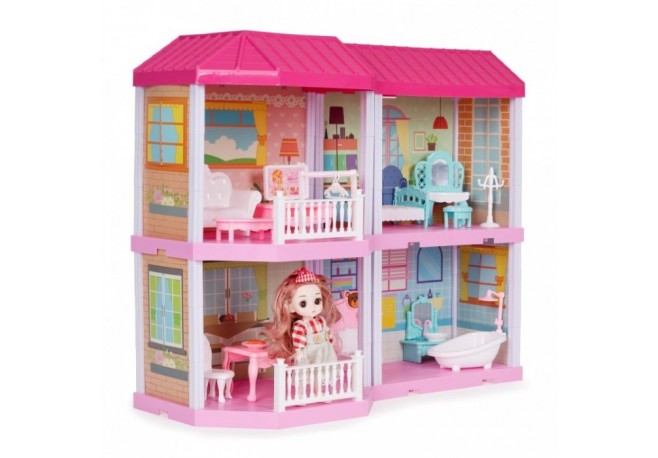 Casuta pentru papusi cu mobilier si LED-uri Ecotoys HC507651