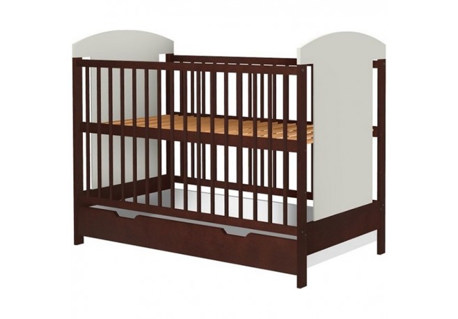 Patut copii din lemn Hubners Kamilla 120x60 cm venghe cu sertar