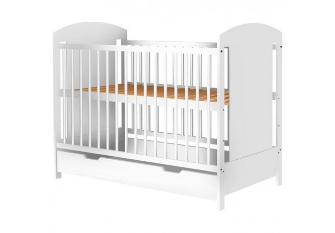 Patut copii din lemn Hubners Kamilla 120x60 cm alb cu sertar