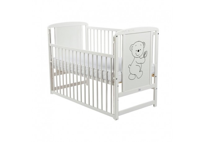 Babyneeds - Patut din lemn Timmi 120x60 cm Cu laterala culisanta Din lemn de pin si mdf Stabil si rezistent Inaltime saltea regl