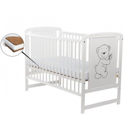BabyNeeds - Patut din lemn Timmi 120x60 cm Din lemn de pin si mdf Stabil si rezistent Inaltime saltea reglabila pe 3 nivele Late