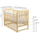 BabyNeeds - Patut din lemn Ola 120x60 cm Cu laterala culisanta Din lemn de pin Stabil si rezistent Inaltime saltea reglabila pe 