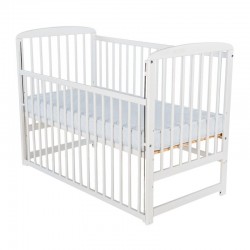 BabyNeeds - Patut din lemn Ola 120x60 cm Cu laterala culisanta Din lemn de pin Stabil si rezistent Inaltime saltea reglabila pe 