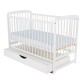 BabyNeeds - Patut din lemn Ola 120x60 cm Cu sertar cu capac Din lemn de pin si mdf Stabil si rezistent Inaltime saltea reglabila