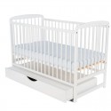 BabyNeeds - Patut din lemn Ola 120x60 cm Cu sertar cu capac Din lemn de pin si mdf Stabil si rezistent Inaltime saltea reglabila