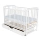 BabyNeeds - Patut din lemn Ola 120x60 cm Cu sertar cu capac Din lemn de pin si mdf Stabil si rezistent Inaltime saltea reglabila