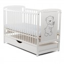Babyneeds - Patut din lemn Timmi 120x60 cm Cu sertar cu capac Din lemn de pin si mdf Stabil si rezistent Inaltime saltea reglabi