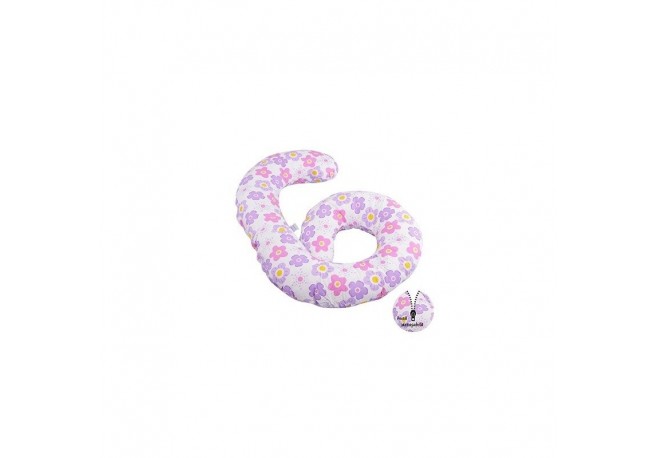BabyNeeds - Perna multifunctionala Enjoy Cu husa detasabila din bumbac Floricele mov