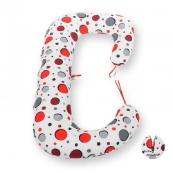 BabyNeeds - Perna 3 in 1 pentru gravide si bebelusi Soft Plus Cu husa detasabila din bumbac Bulinute rosii