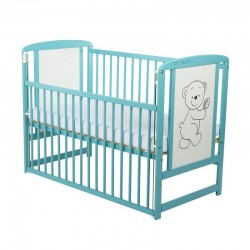 BabyNeeds - Patut din lemn Timmi 120x60 cm Cu laterala culisanta Din lemn de pin si mdf Stabil si rezistent Inaltime saltea regl