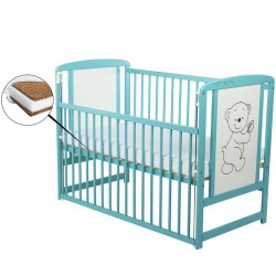 BabyNeeds - Patut din lemn Timmi 120x60 cm Cu laterala culisanta Din lemn de pin si mdf Stabil si rezistent Inaltime saltea regl