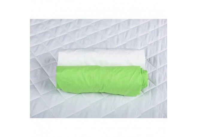 BabyNeeds - Set 2 cearceafuri cu elastic 120x60 cm Verde+Alb