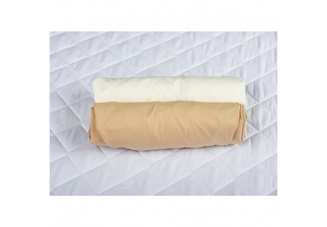 BabyNeeds - Set 2 cearceafuri cu elastic 120x60 cm Cappuccino+Crem