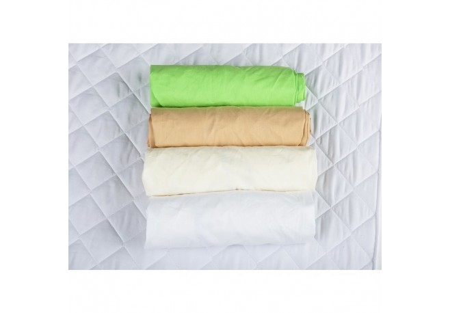 BabyNeeds - Set 4 cearceafuri cu elastic 140x70 cm Cappuccino+Crem+Alb+Verde