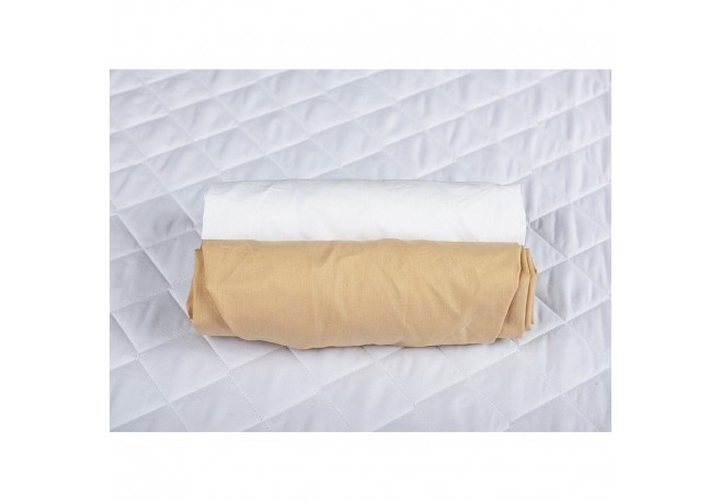 BabyNeeds - Set 2 cearceafuri cu elastic 140x70 cm Cappuccino+Alb