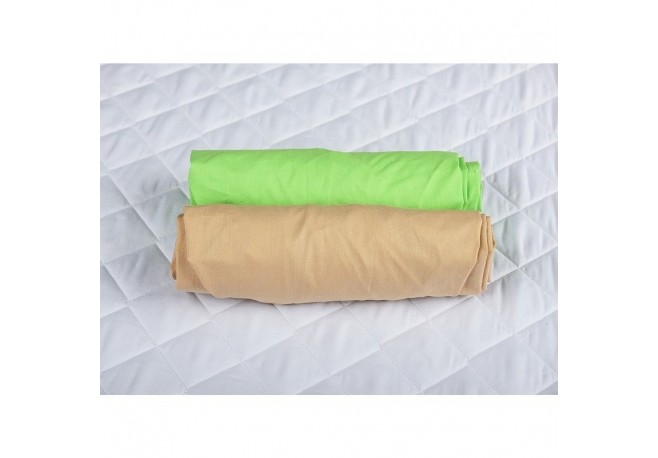 BabyNeeds - Set 2 cearceafuri cu elastic 140x70 cm Cappuccino+Verde