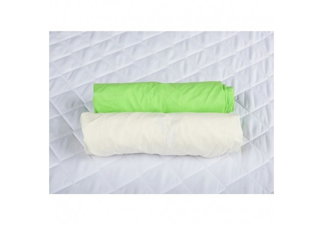BabyNeeds - Set 2 cearceafuri cu elastic 140x70 cm Verde+Alb