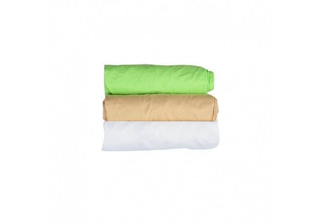 BabyNeeds - Set 3 cearceafuri cu elastic 140x70 cm Cappuccino+Alb+Verde