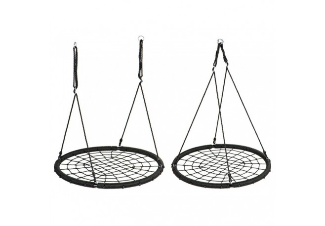 Leagan pentru copii rotund tip cuib de barza suspendat 100 cm Ecotoys MIR8015 - Negru