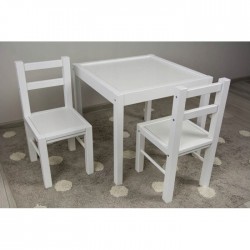 Set de masa cu doua scaune pentru copii Drewex - Alb