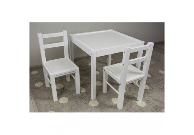 Set de masa cu doua scaune pentru copii Drewex - Alb